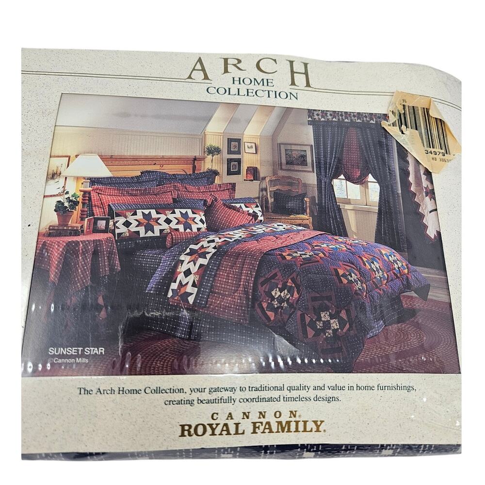 Deadstock Vintage 90s Cannon Royal Family Sunset Star 4 Piece Queen Sheet Set